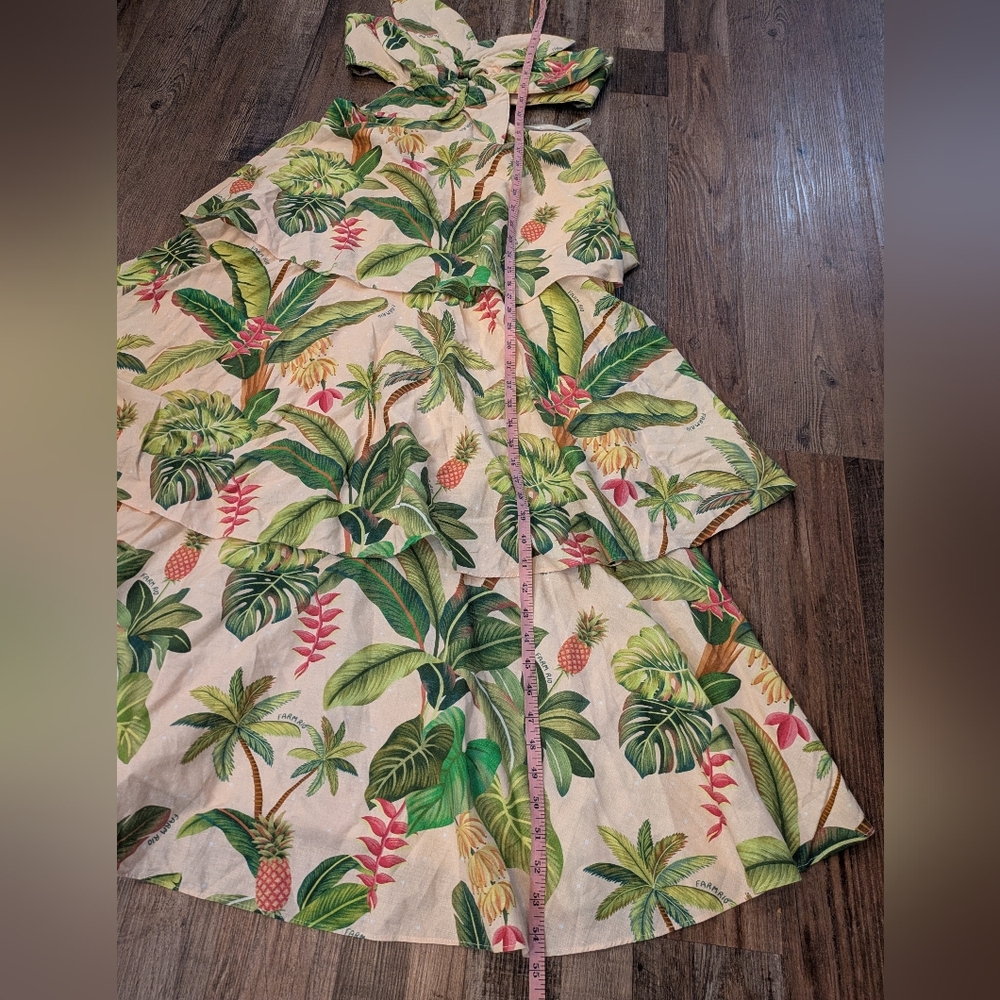 Farm Rio Fruit Forest Open-Back Floral-Print Linen-Blend Maxi Dress Size Medium - Picture 13 of 16
